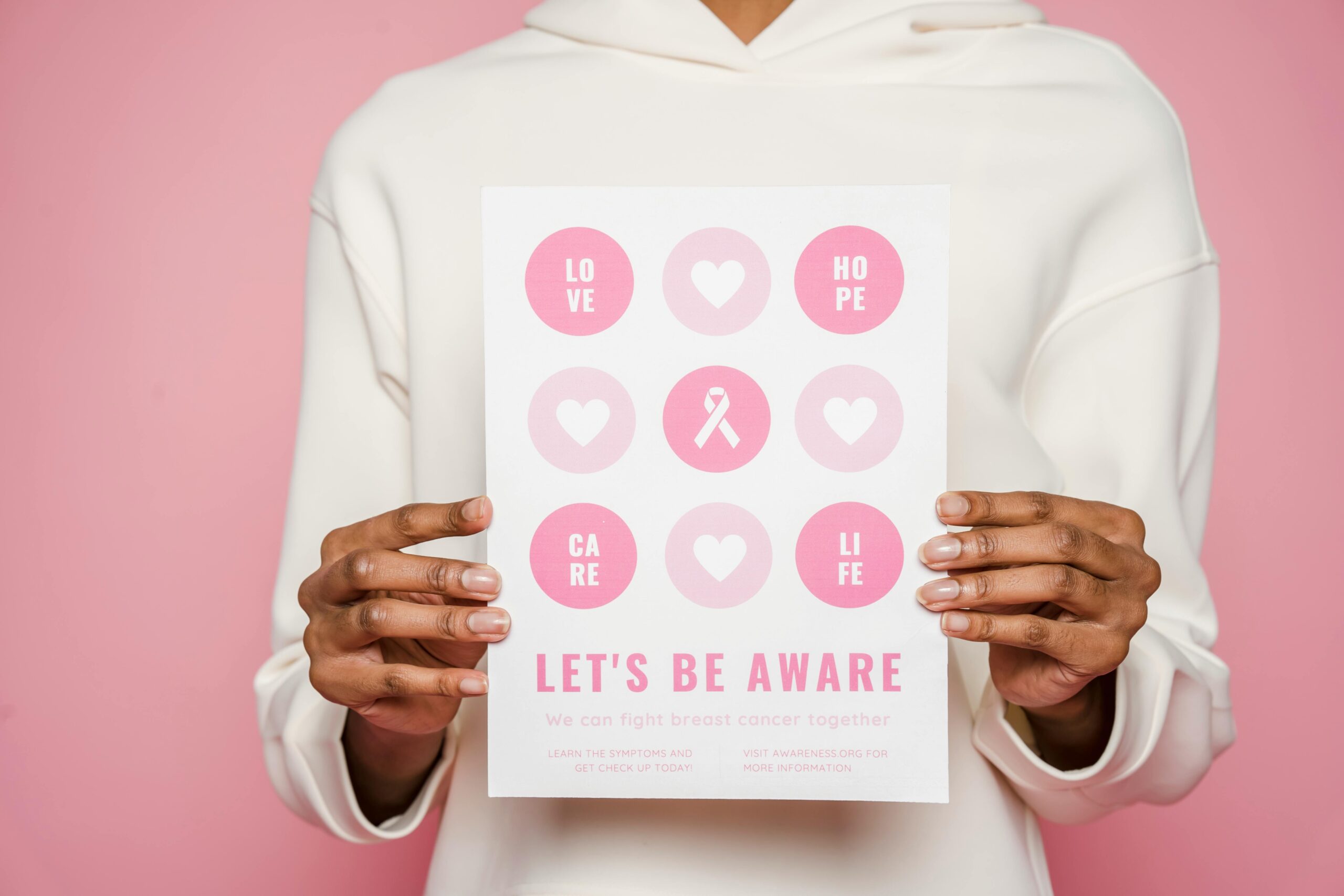 Understanding Autoimmune Diseases: Early Signs and Symptoms Poster advocating breast cancer awareness with positive messages and symbols.